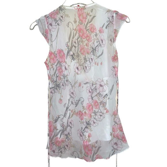 Forever 21 Sheer Pink Floral Pullover Top Size Large - Picture 3 of 5